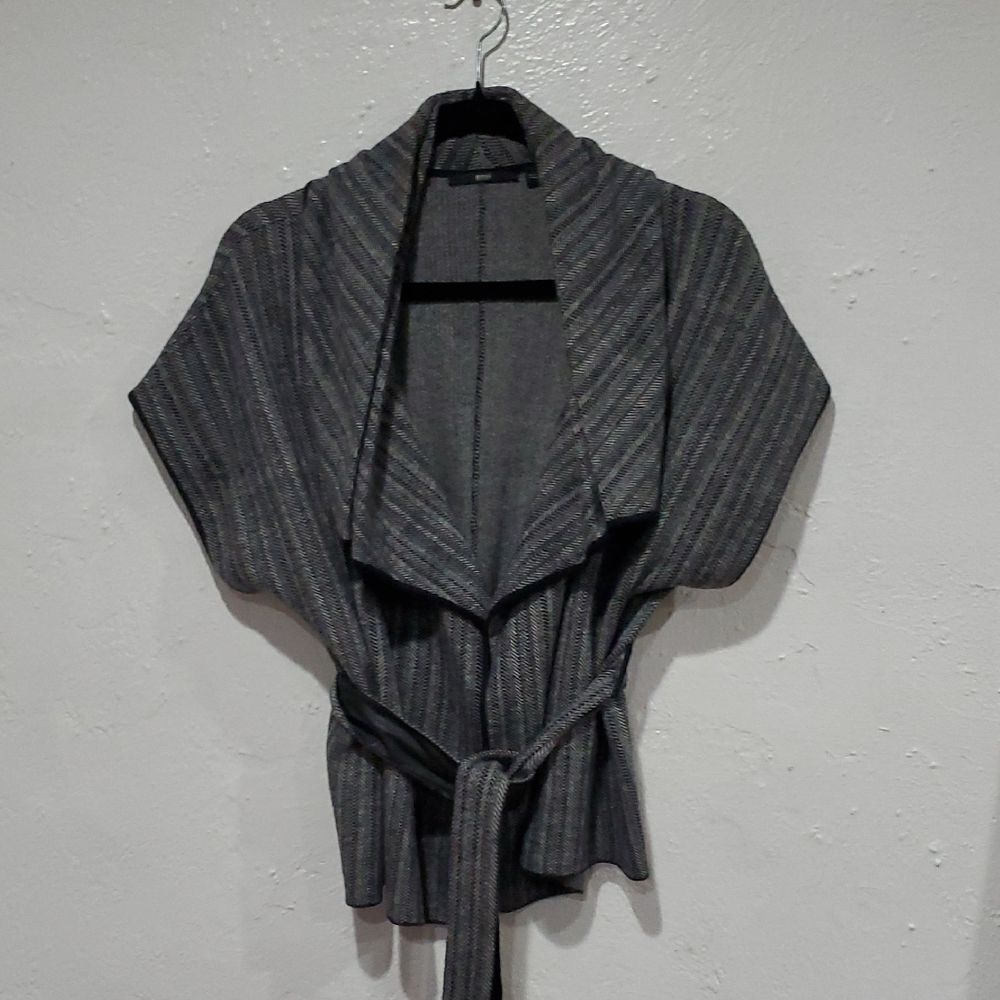 Huge Boss Herringbone Wool & Angora Sweater In White & Black Size S